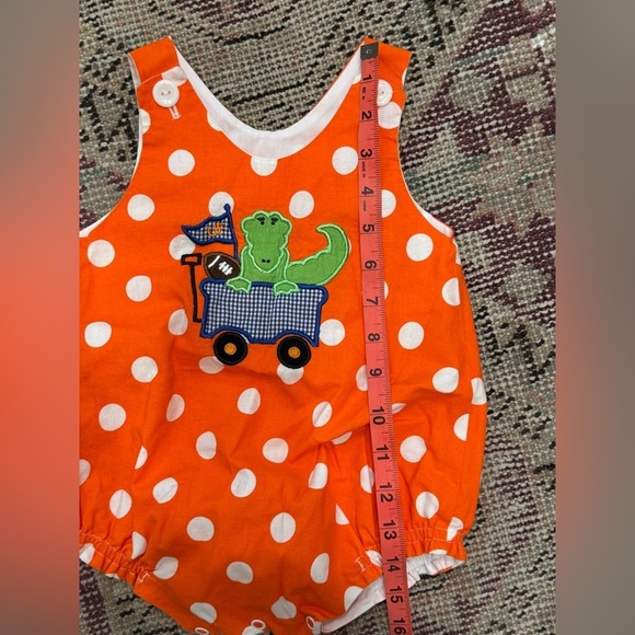Univ. of Florida Gators Football Bubble Romper Orange Polkadot Appliqué - Picture 6 of 6